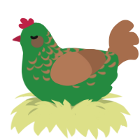 A viridian and brown chicken with a half-lace pattern