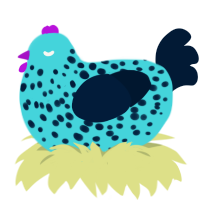 Blue Raspberry, a aqua and tumblr chicken with a speckle pattern