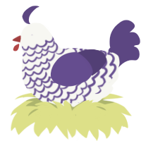 A white and overcast chicken with a lace pattern