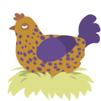 A gold and overcast chicken with a speckle pattern