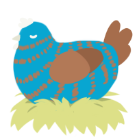 A cerulean and brown chicken with a bar pattern