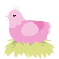 Princess, a pink chicken with a head pattern