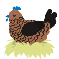 Poet, a brown and sable chicken with a lace pattern