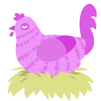 A lavender and orchid chicken with a bar pattern
