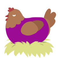 Indulgence, a plum and brown chicken with a head pattern
