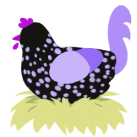 (unnamed), a black and lilac chicken with a speckle pattern