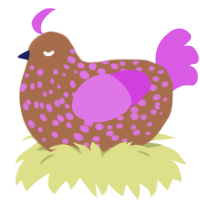 (unnamed), a brown and orchid chicken with a speckle pattern