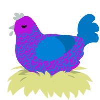 (unnamed), a amethyst and sapphire chicken with a double-lace pattern
