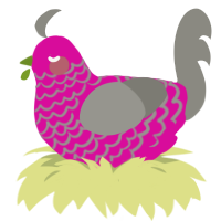 A fuchsia and ash chicken with a lace pattern