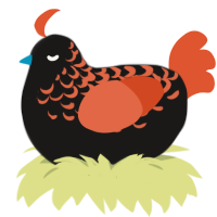 A sable and vermilion chicken with a half-lace pattern