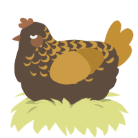 Oat, a bark and gold chicken with a half-lace pattern