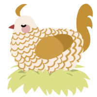 小桃子, a cream and gold chicken with a lace pattern