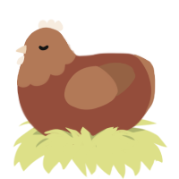 Thing 2, a russet and brown chicken with a head pattern