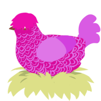 (unnamed), a fuchsia and orchid chicken with a double-lace pattern