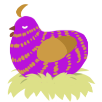 ERROR404, a amethyst and gold chicken with a bar pattern
