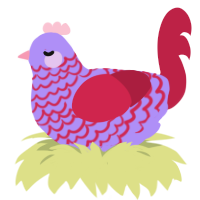 Conversation Heart, a lilac and crimson chicken with a lace pattern