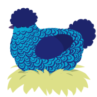Spring tide, a cerulean and navy chicken with a double-lace pattern