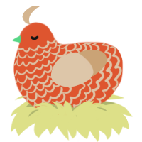 A vermilion and beige chicken with a lace pattern