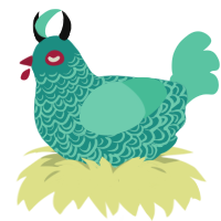 Blake, a turquoise and mint chicken with a double-lace pattern