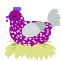 Sugar Plum, a plum and silver chicken with a speckle pattern