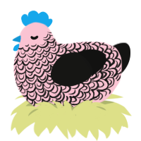 A rose and black chicken with a double-lace pattern