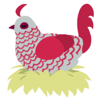 A silver and crimson chicken with a lace pattern