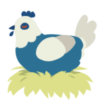 Ultramarine, a sapphire and mist chicken with a head pattern
