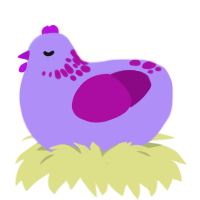 Grapes, a lilac and plum chicken with a neck-speckle pattern