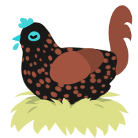 A sable and russet chicken with a speckle pattern