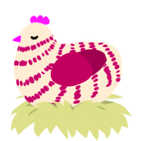 Rasberry, a cream and wine chicken with a bar pattern