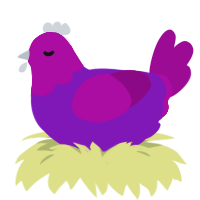 parpadeon, a violet and plum chicken with a head pattern