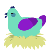 A mint and violet chicken