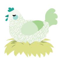 Zucchini, a white and gluppy chicken with a double-lace pattern