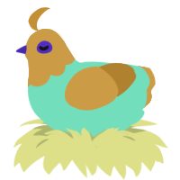 A mint and gold chicken with a head pattern