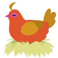 A vermilion and ochre chicken