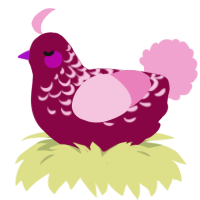 oops all berries, a maroon and pink chicken with a half-lace pattern