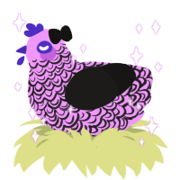 Hot Topic, a lavender and sable chicken with a double-lace pattern