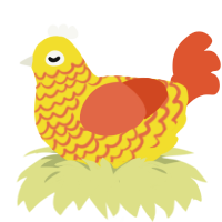 (unnamed), a yellow and vermilion chicken with a lace pattern