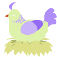A apple and lilac chicken with a neck-speckle pattern