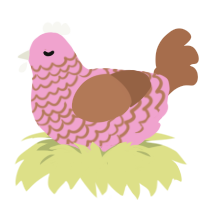 February, a pink and brown chicken with a lace pattern