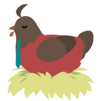 apollo cluckstice, a red and bark chicken with a head pattern