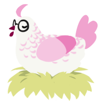 A white and pink chicken with a half-lace pattern