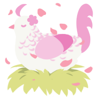 A white and pink chicken with a half-lace pattern
