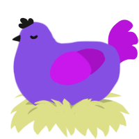 A blurple and amethyst chicken