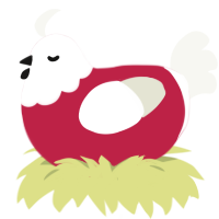 Santa, a crimson and white chicken with a head pattern