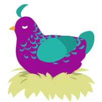 Bussom, a plum and turquoise chicken with a half-lace pattern