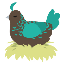 A bark and turquoise chicken with a half-lace pattern