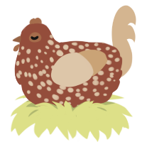 A russet and beige chicken with a speckle pattern