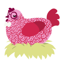 Sweetheart, a pink and crimson chicken with a double-lace pattern