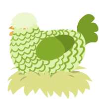 (unnamed), a apple and chartreuse chicken with a lace pattern